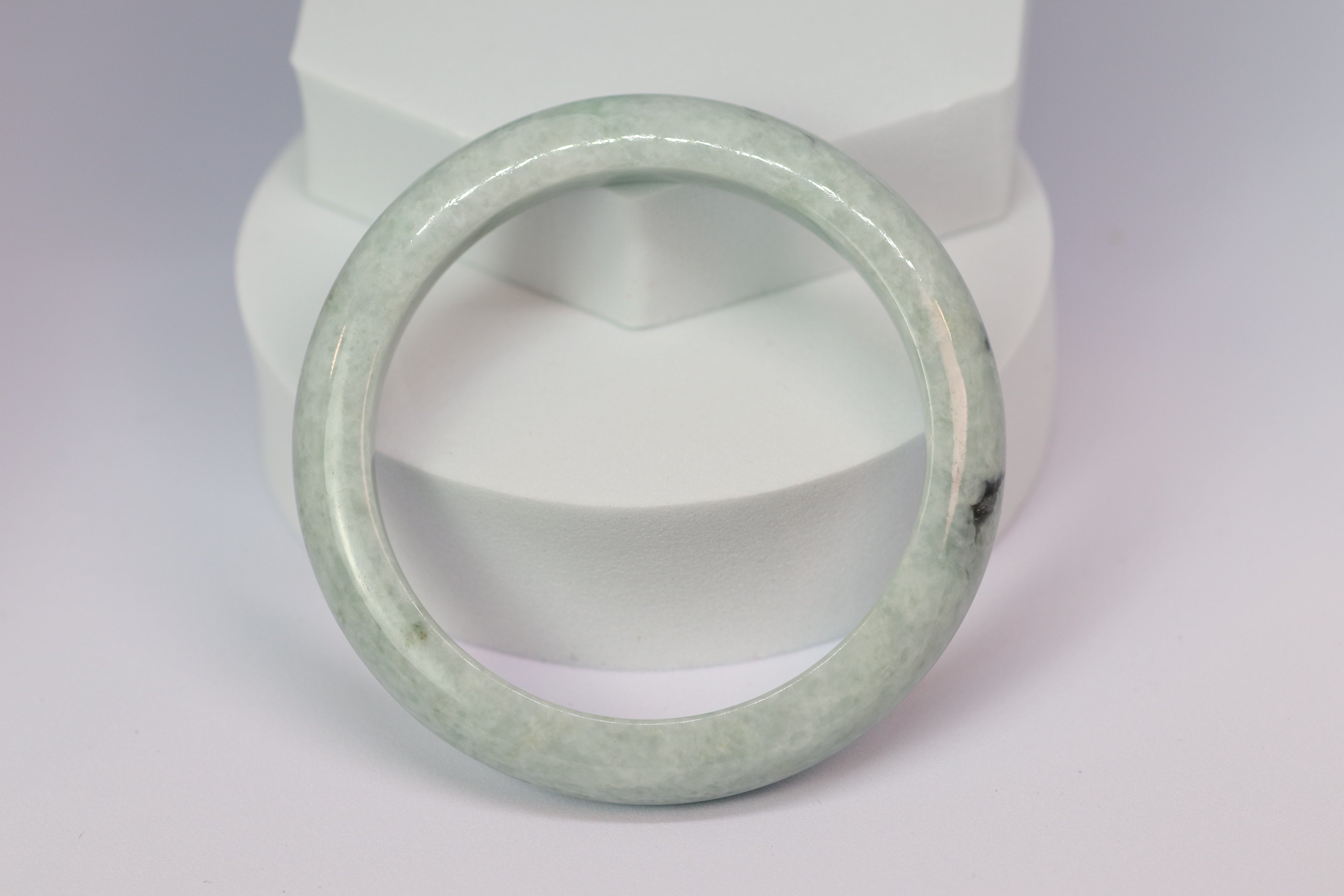 Icy Veil Jade Bangle – Grade A Natural Jadeite (58.0 mm)