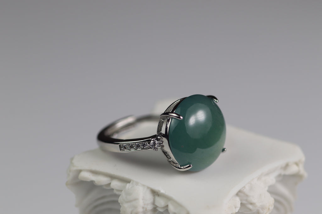 Round Cabochon Jade Ring
