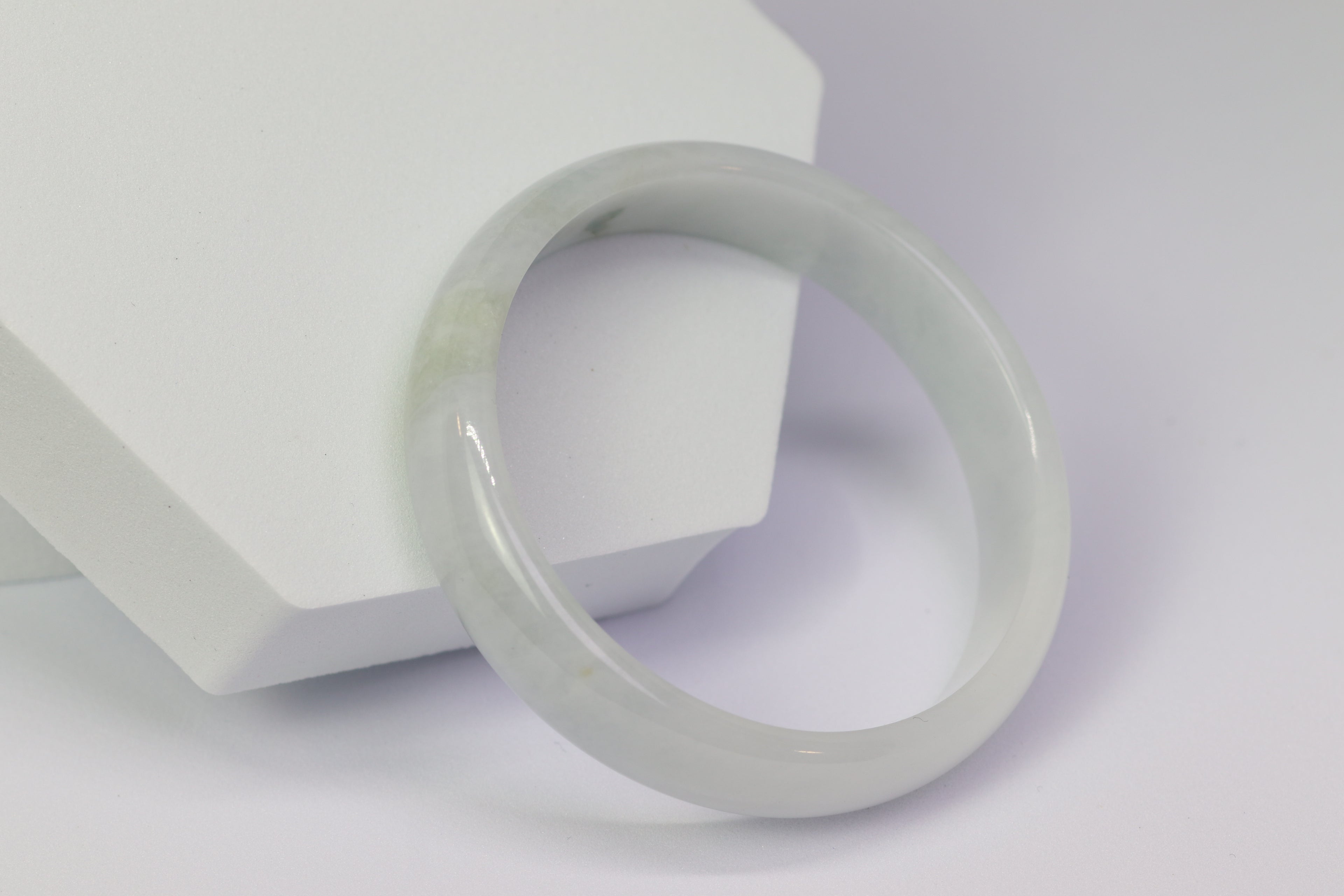 Icy White Jade Bangle – 50.3mm