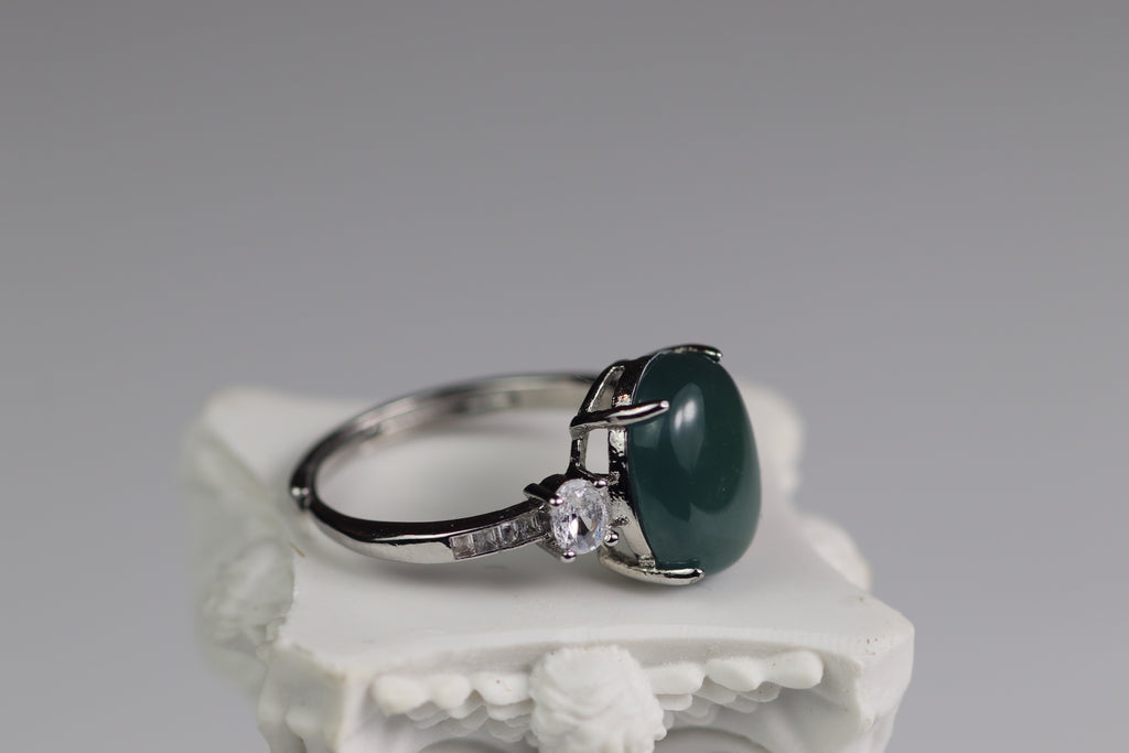 Imperial Deep Green Jade Oval Ring-