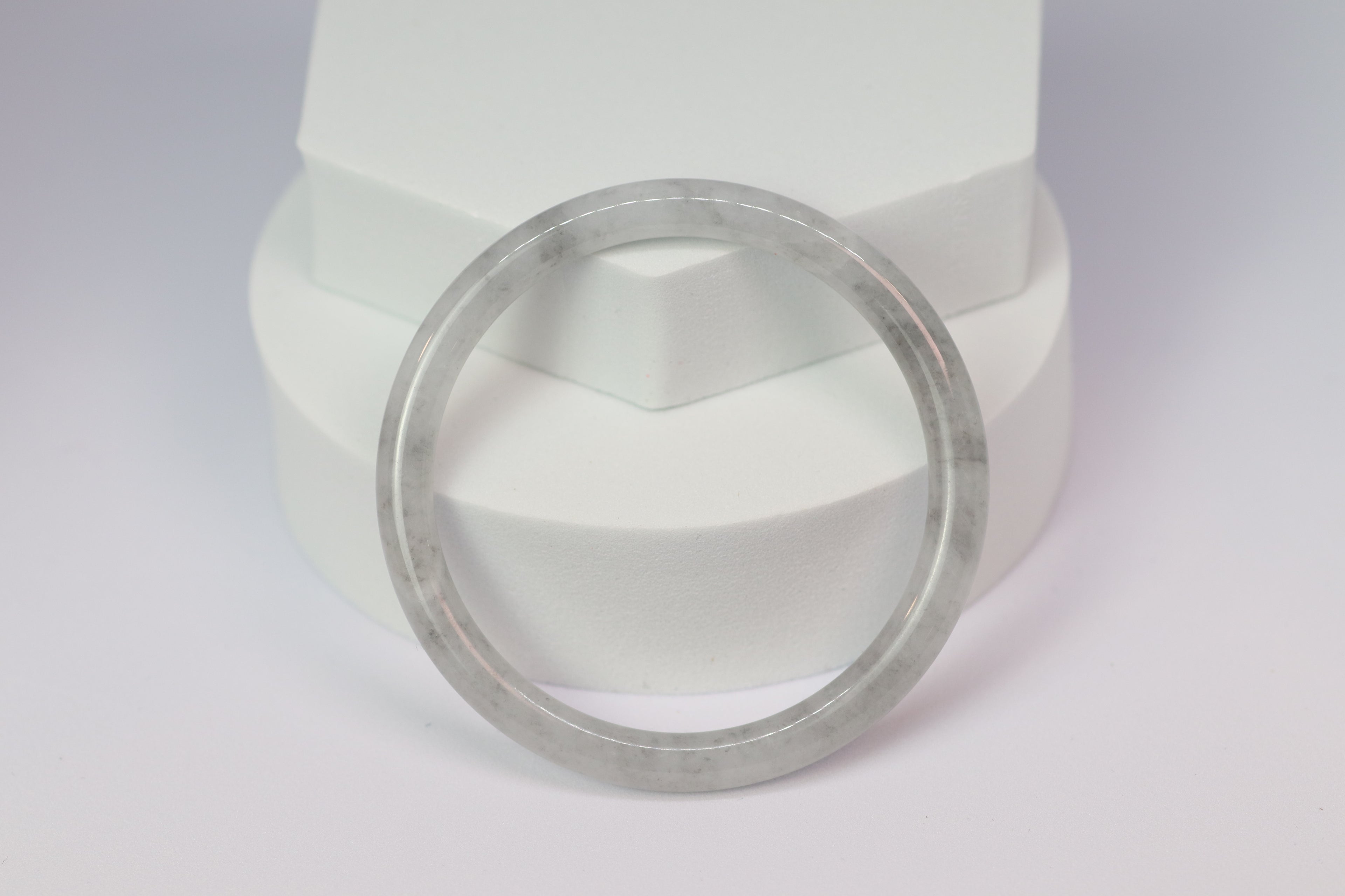 Clear Light Gray Jade Bangle – 53.3mm