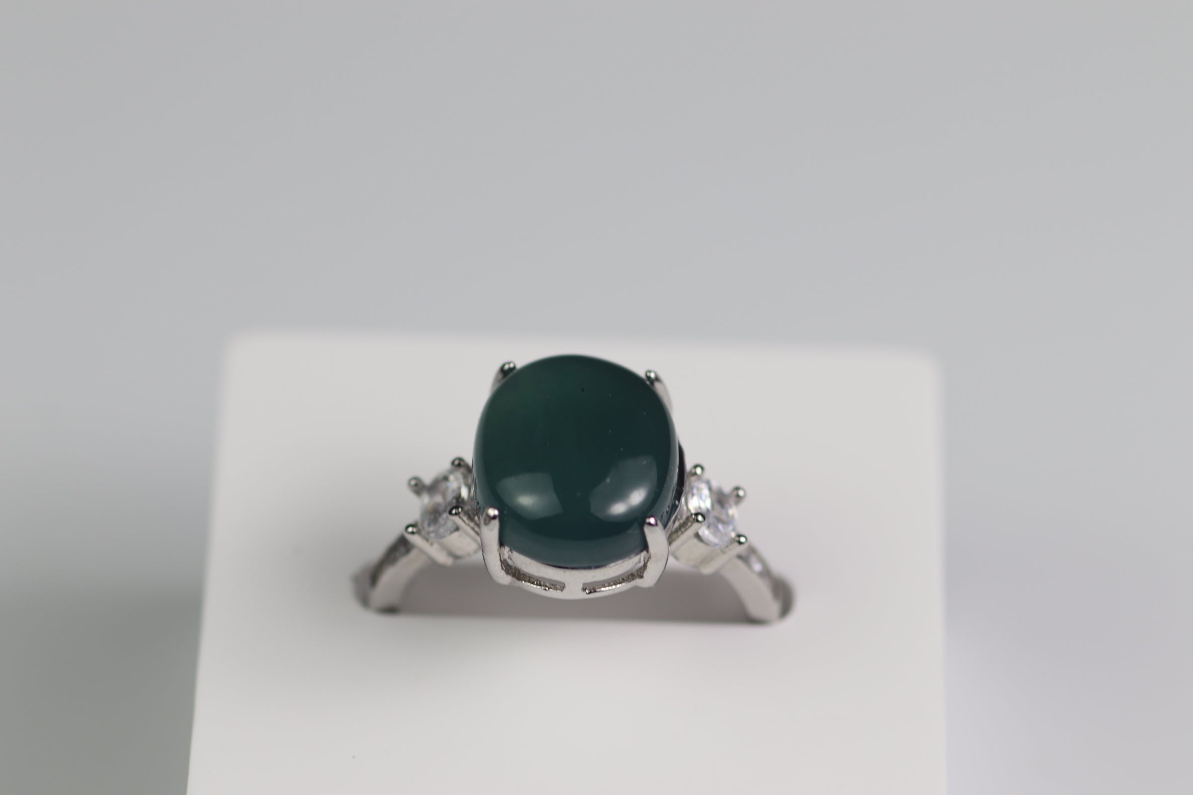 Imperial Deep Green Jade Oval Ring-