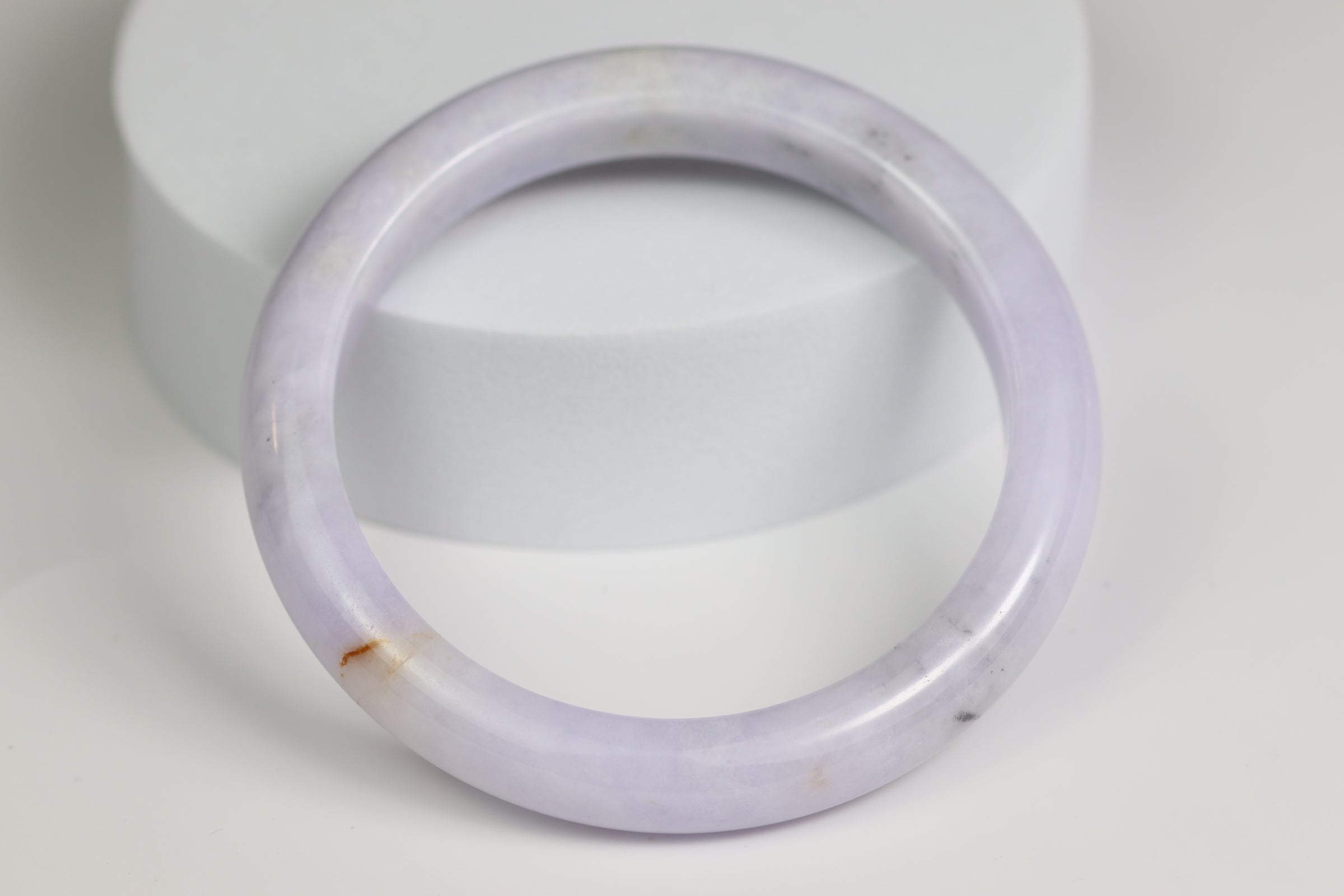 Icy Light Lavender & Yellow Satin Floating Flower Jade Bangle – 57.7mm (IL-LY-01)