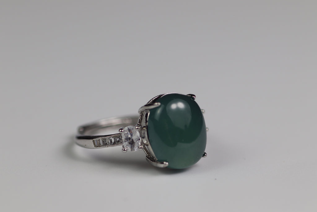 Imperial Deep Green Jade Oval Ring-