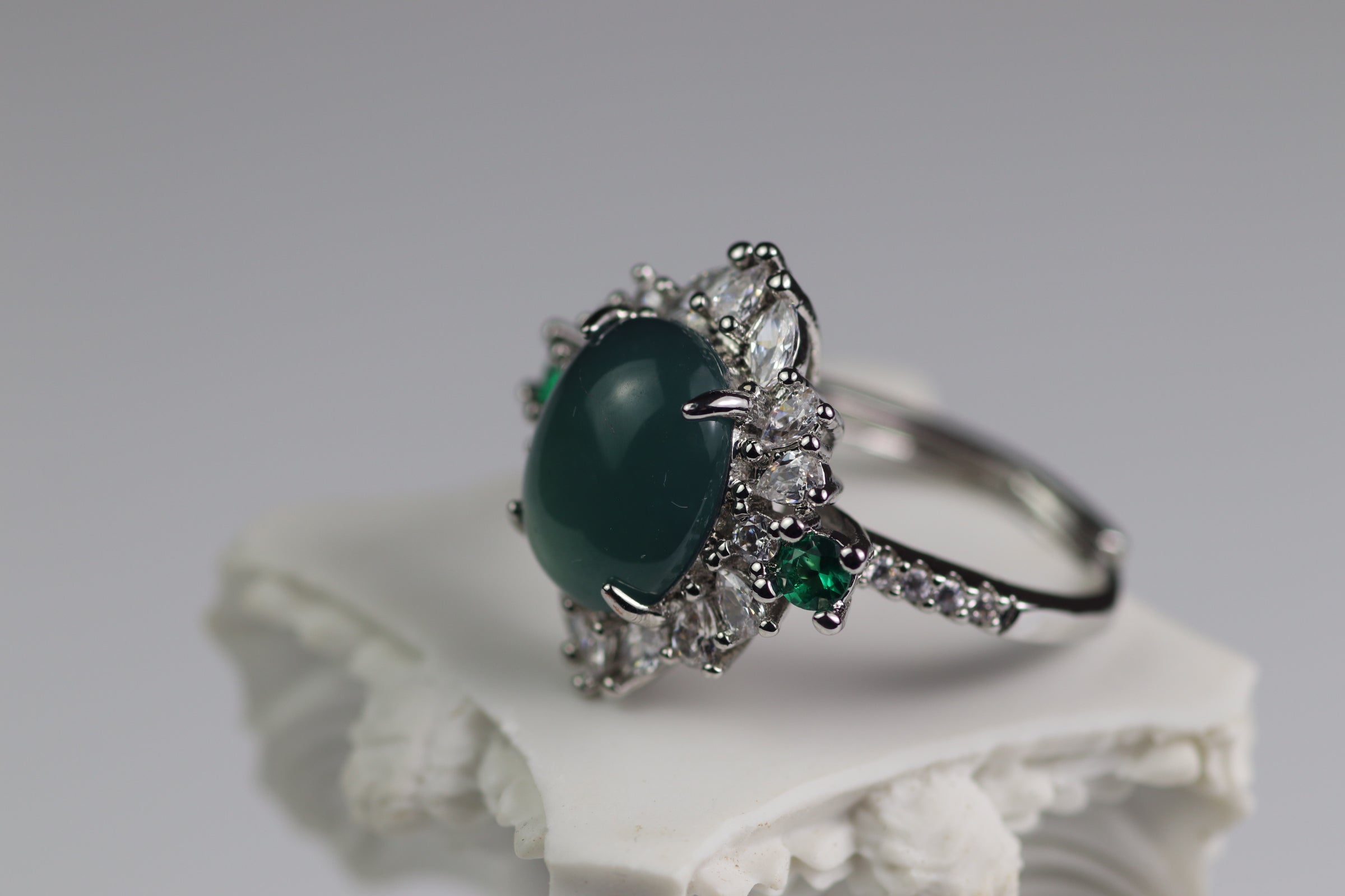 Bloom Oval Jade Ring
