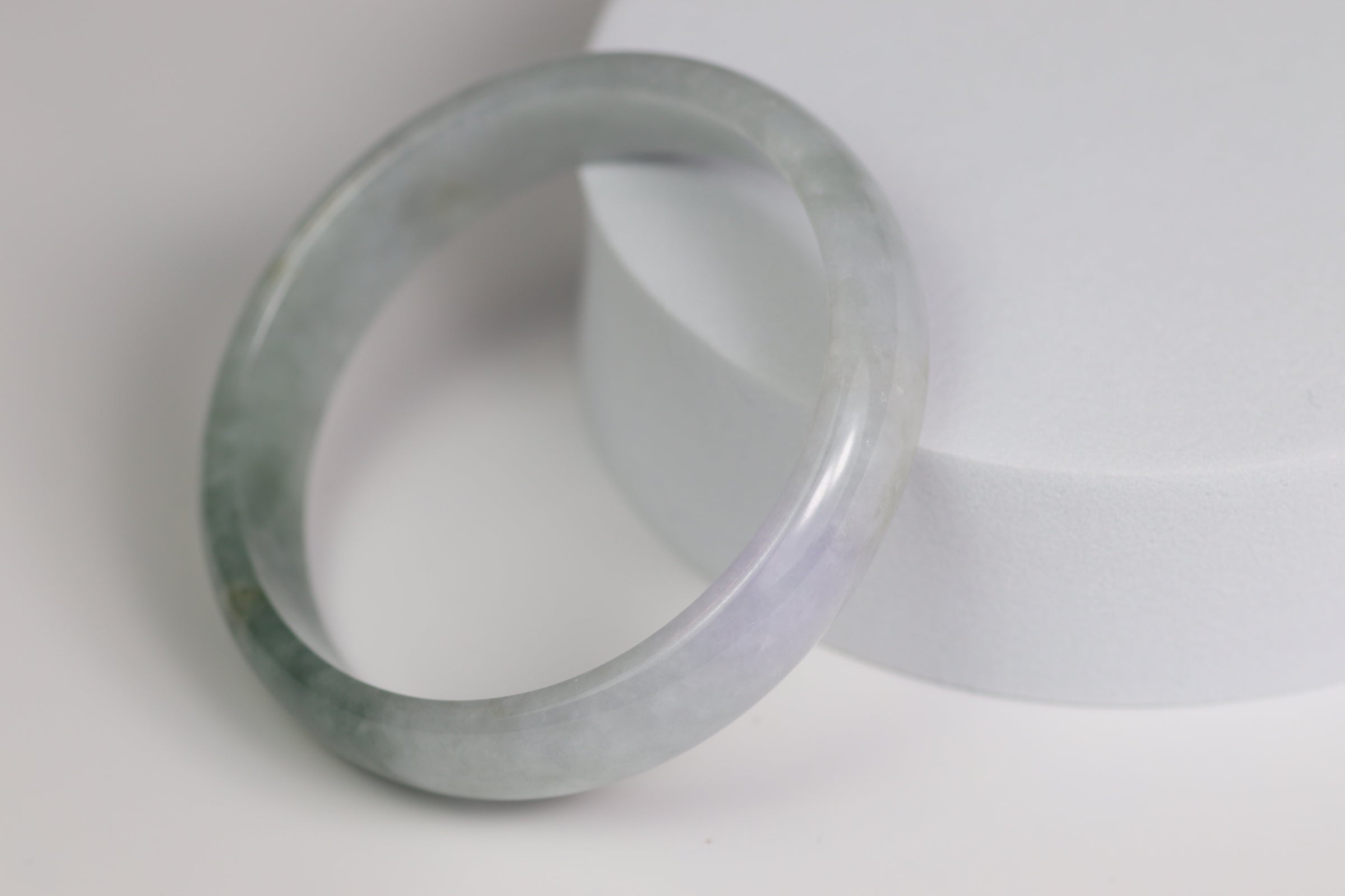 Jelly Green Floating with Lavender Flower Jade Bangle – 50.5mm (JG-LF-01)