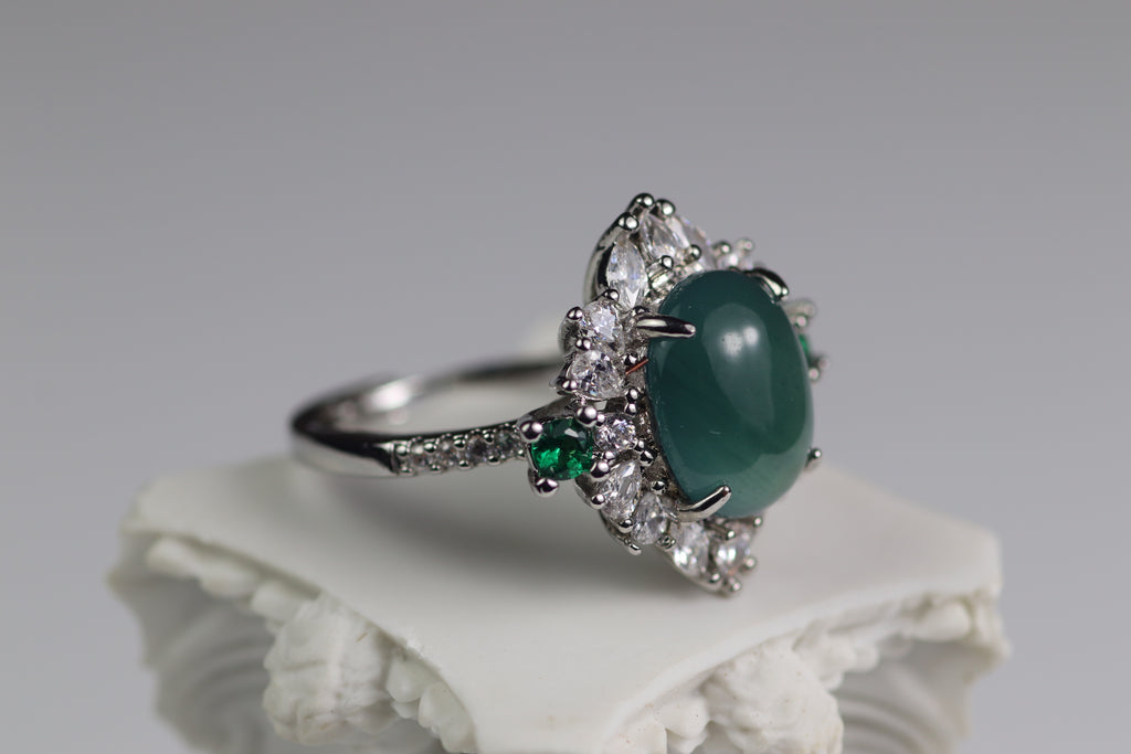 Bloom Oval Jade Ring