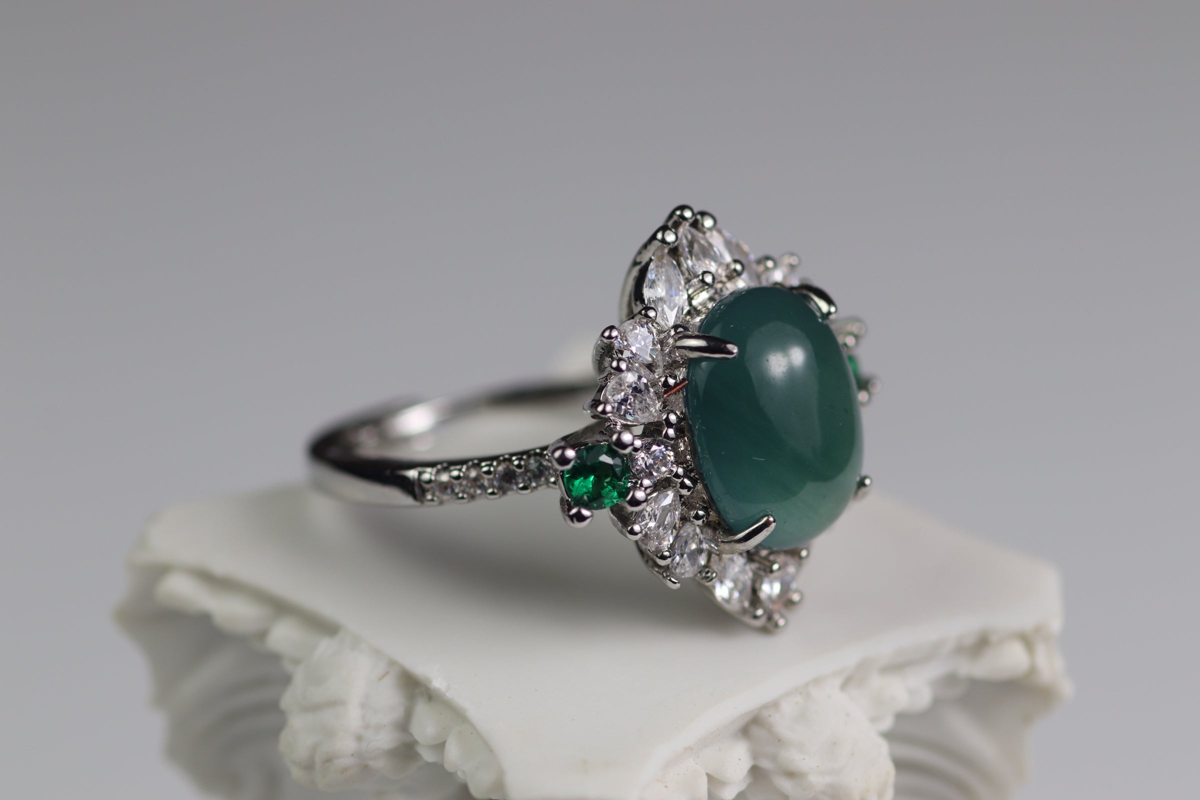 Bloom Oval Jade Ring